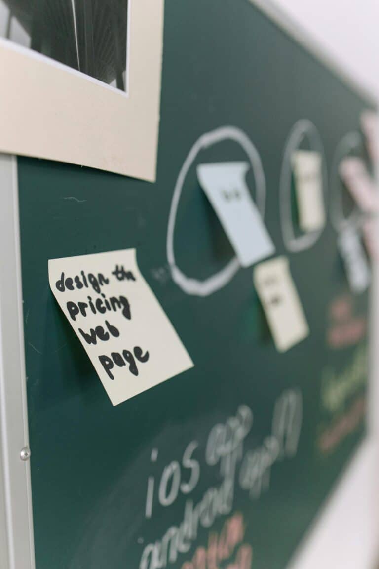 A note that says design a pricing web page